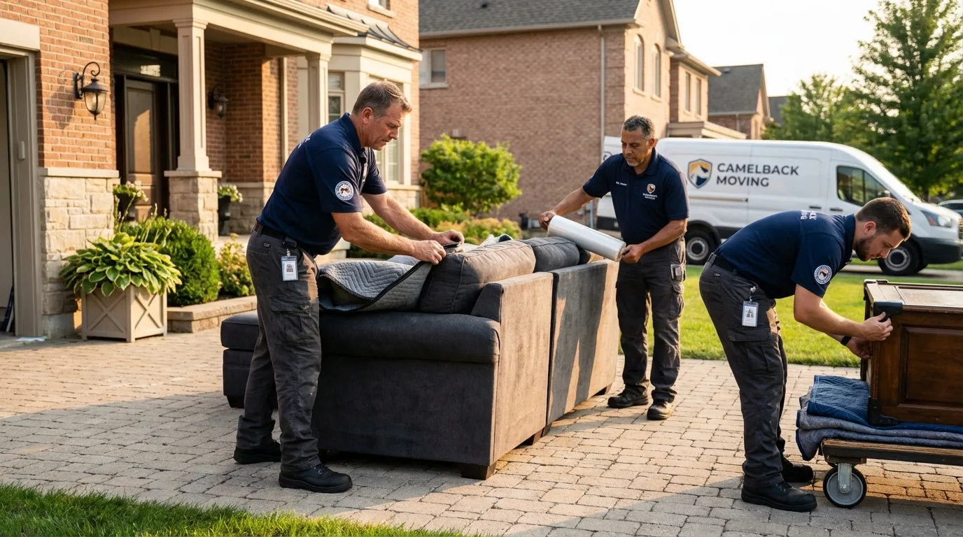 Large estate moving crew wrapping furniture in Youngsville, NC